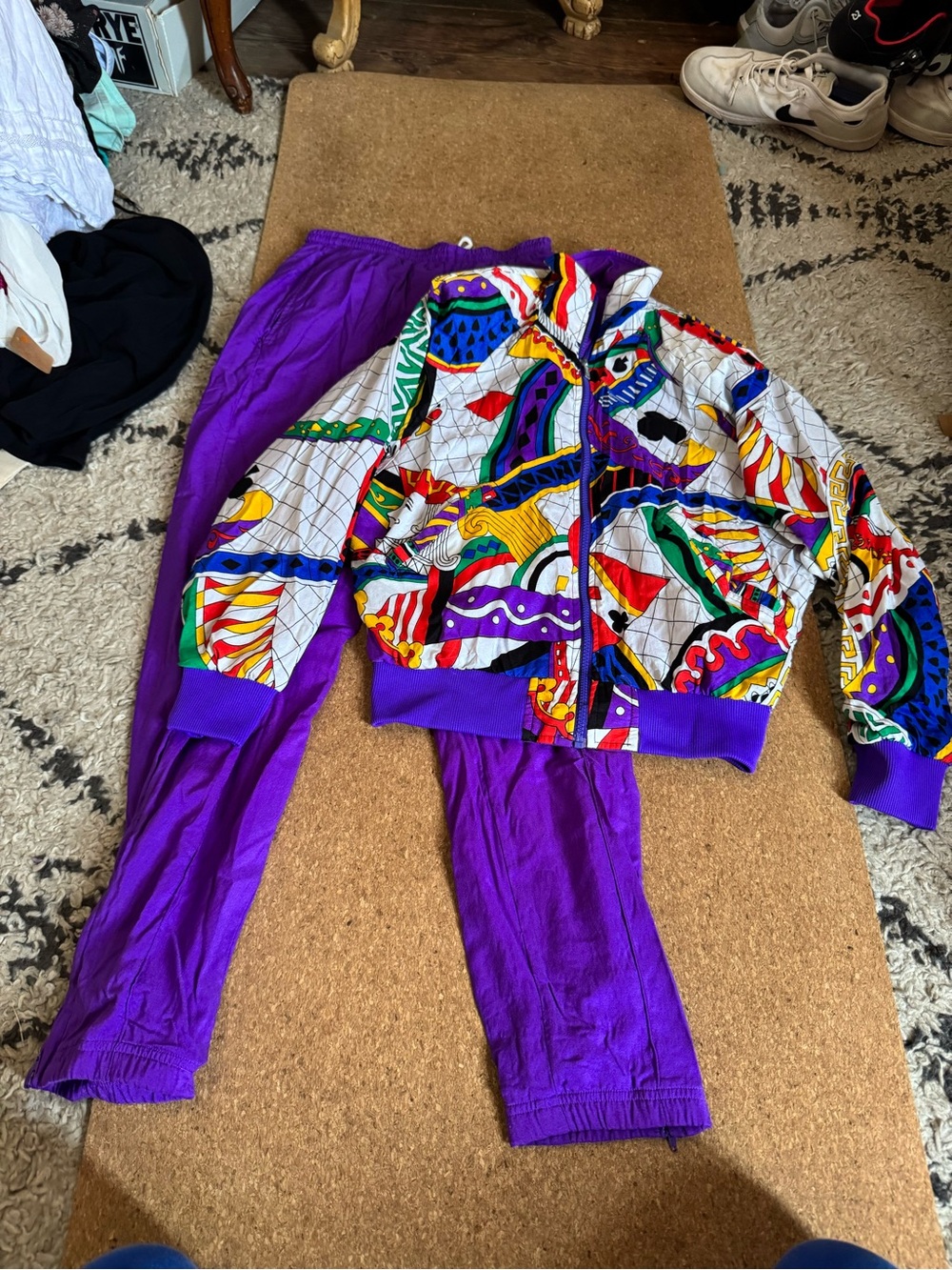 Head Purple Track Joggers with Multicolor Graphic reversible Zip Jacket